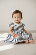 Petit Bateau Kleid Neu 62 Weiß und Marineblau
