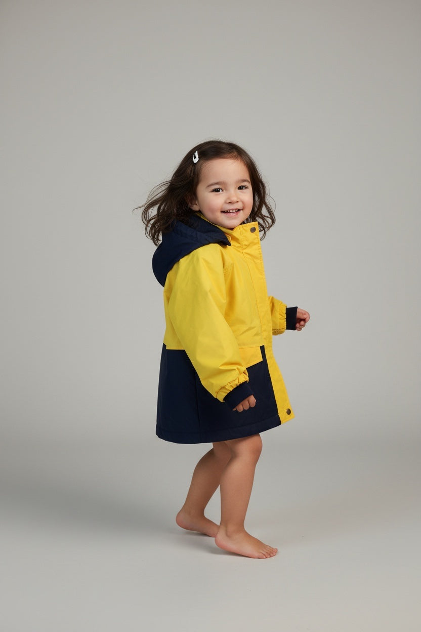 Regenjacke 116 Gelb und Dunkelblau