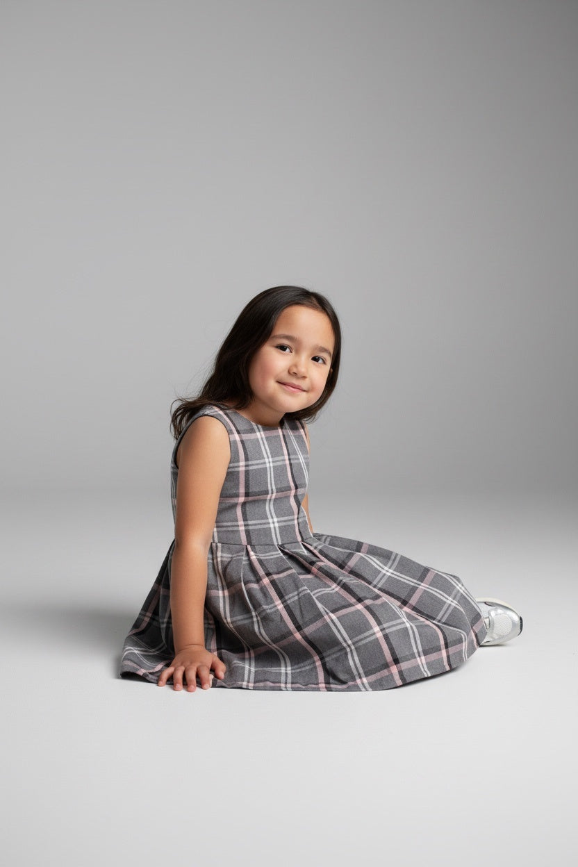 Kidkiddo Set Kleid 116 Grau,Rosa,Dunkelblau