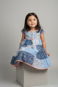 Kleid 116 Blau,Weiß,Gelb