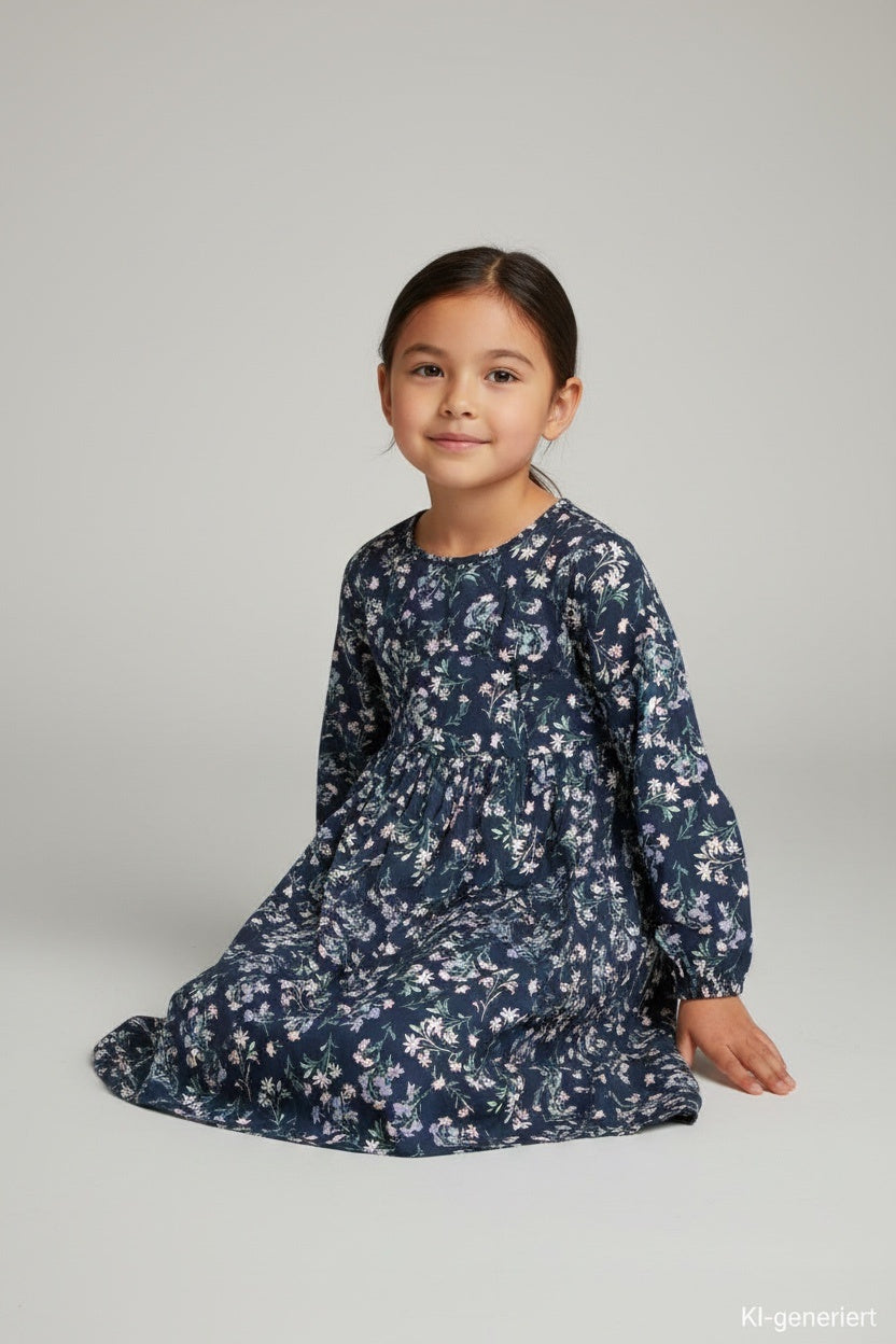 Kidkiddo Set Kleid 116 Grau,Rosa,Dunkelblau