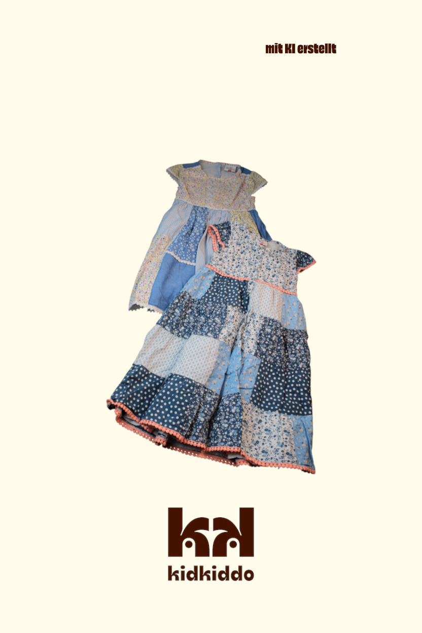 Kleid 116 Blau,Weiß,Gelb