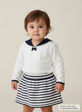 Steiff Kleid 80 Weiß, Marineblau